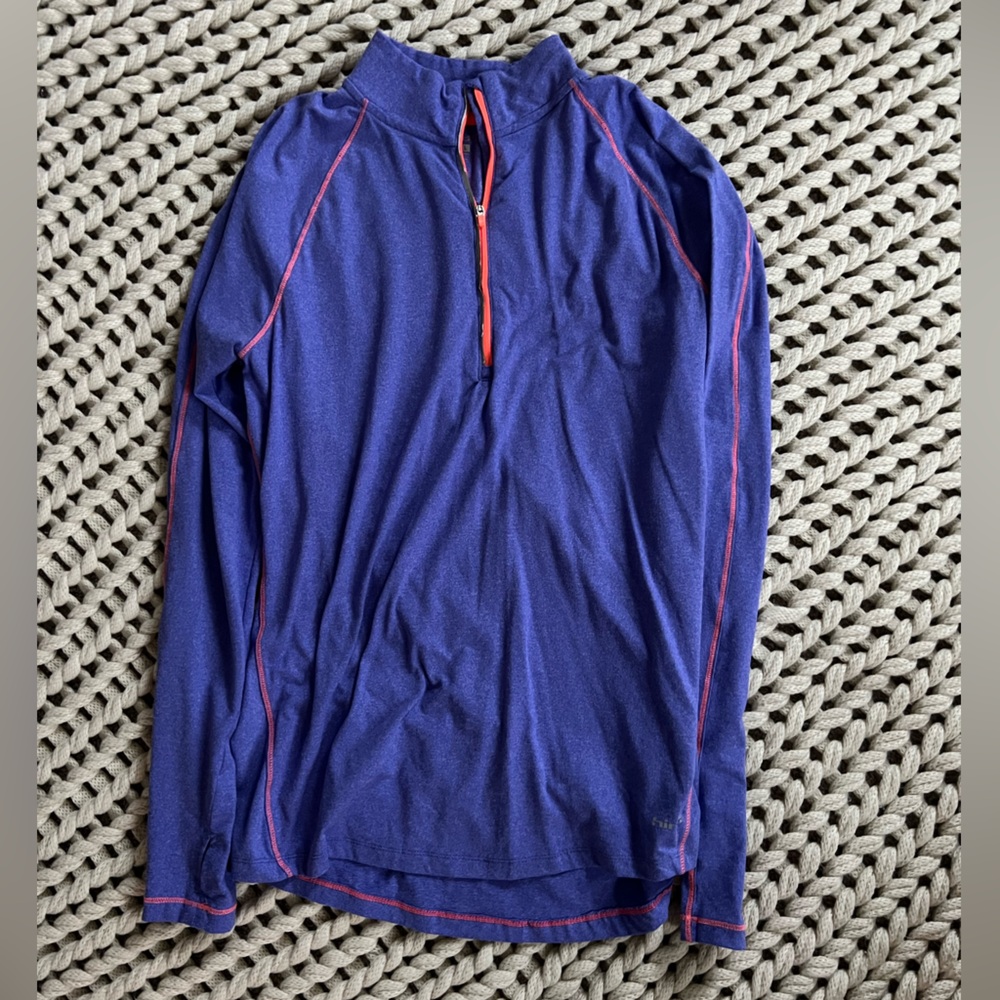 Hind size large quarter zip athletic long sleeve in purple and orange